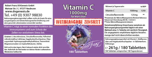 Vitamin C 1000mg 180 Tabs